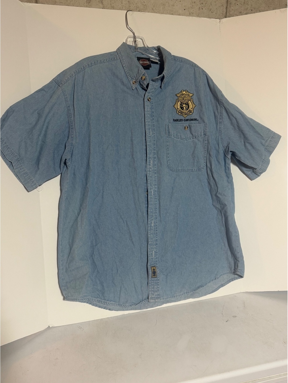 Vintage Harley Davidson Firefighter Badge short Sleeve Large